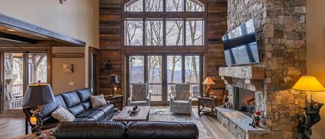 TV, fireplace, video games, table football