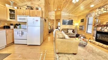 Smart TV, fireplace, DVD player