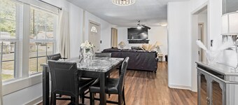 4 br, 2 bths,  sleeps up to 12 has 4 bds, 2 air mattresses, twin mattress,couch.