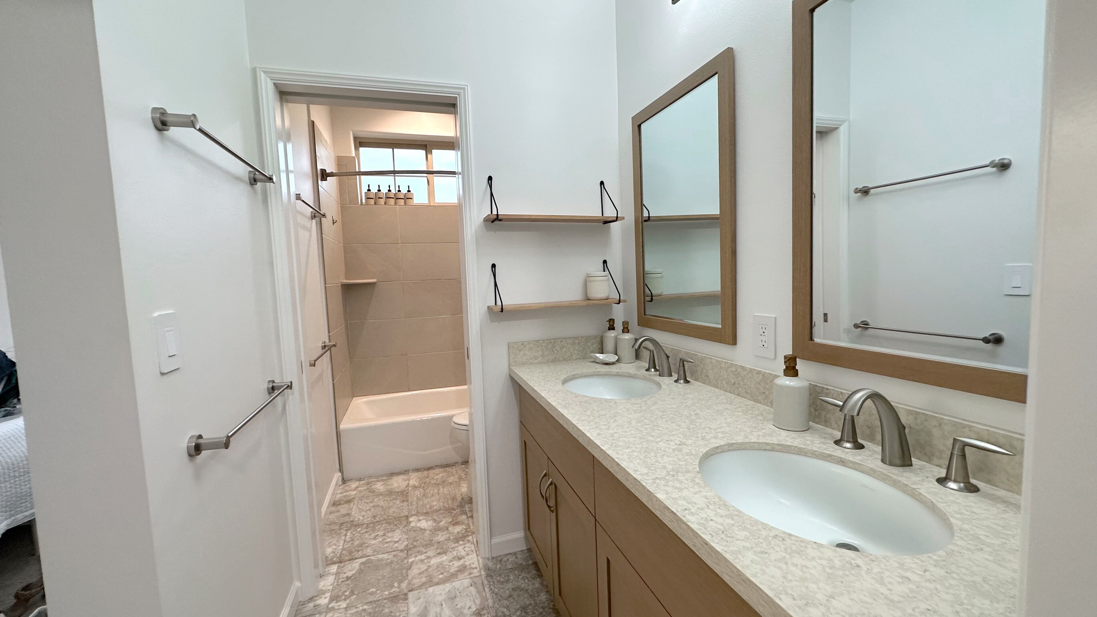 Shower, eco-friendly toiletries, hair dryer, towels