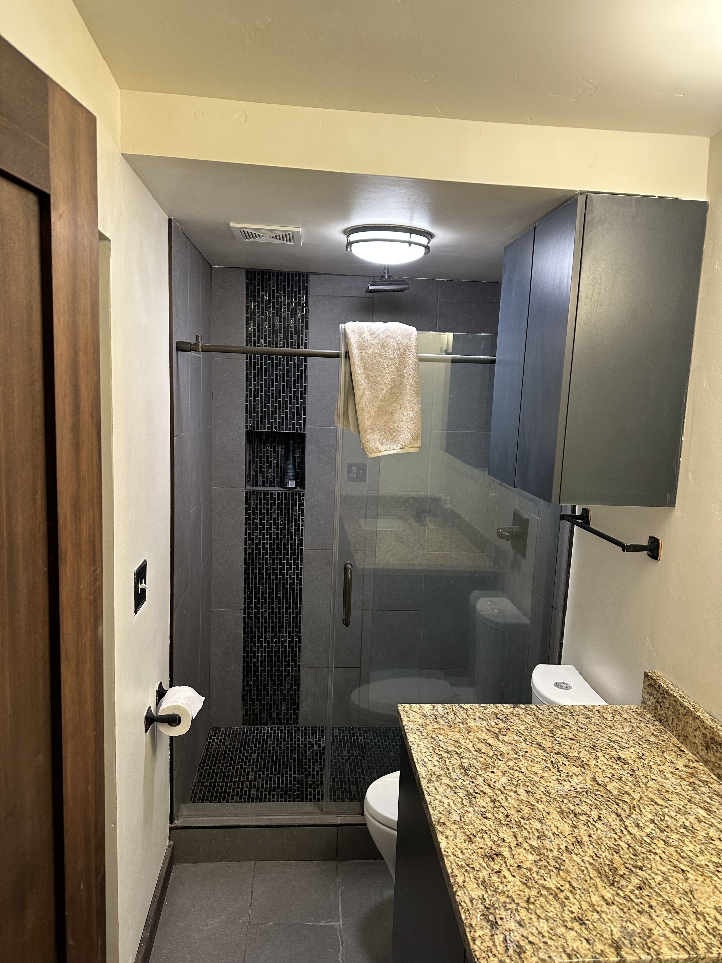 Serviettes fournies, savon, papier toilette