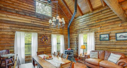 1 Mi to Lake: Log Cabin Retreat w/ Fire Pit
