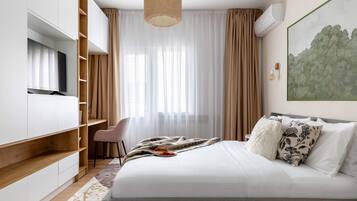 Apartemen Deluks | 2 kamar tidur, seprai katun Mesir, seprai premium, dan busa memori