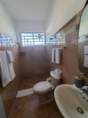 Standard Apartment | Bathroom | Shower, rainfall showerhead, hair dryer, towels - Apartamentos LC (La Romana)