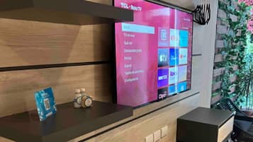 42-inch LCD TV with digital channels, streaming services, offices