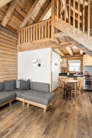 Cabin, 2 phòng ngủ, quang cảnh núi, cạnh núi | Khu phòng khách