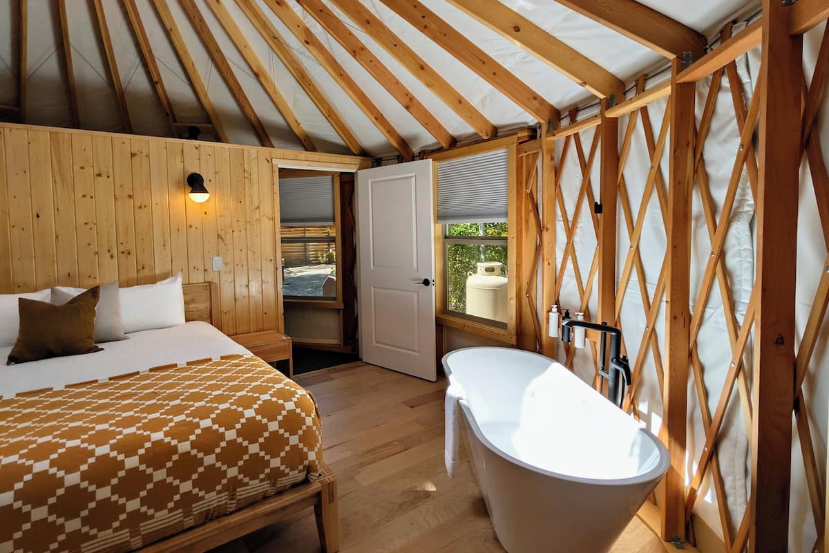 Luxury Tent, 1 Bedroom, Fireplace, Mountain View | 1 bedroom, Frette Italian sheets, premium bedding, down comforters