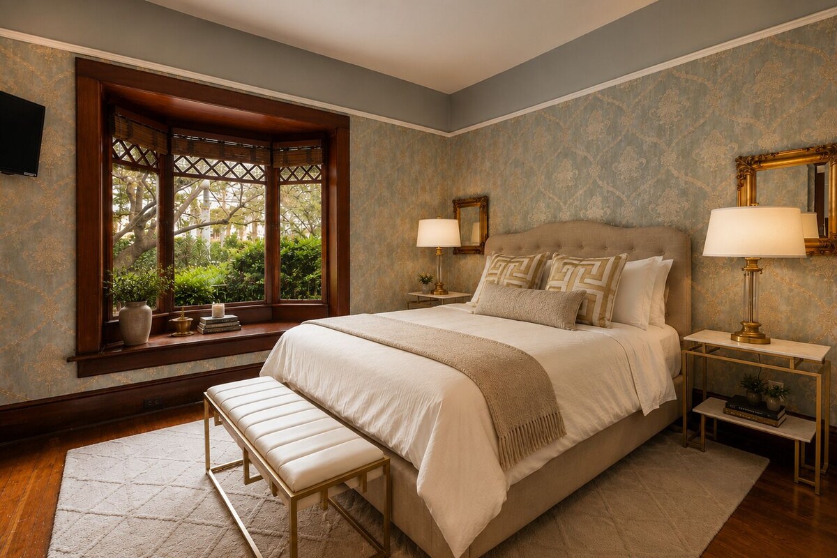 Quarto, 1 cama Queen, lareira | Camas com colchões de espuma com sistema de memória