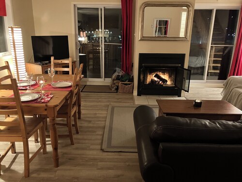 Enjoy a nice ski in ski out vacation in this cozy condo with fireplace.