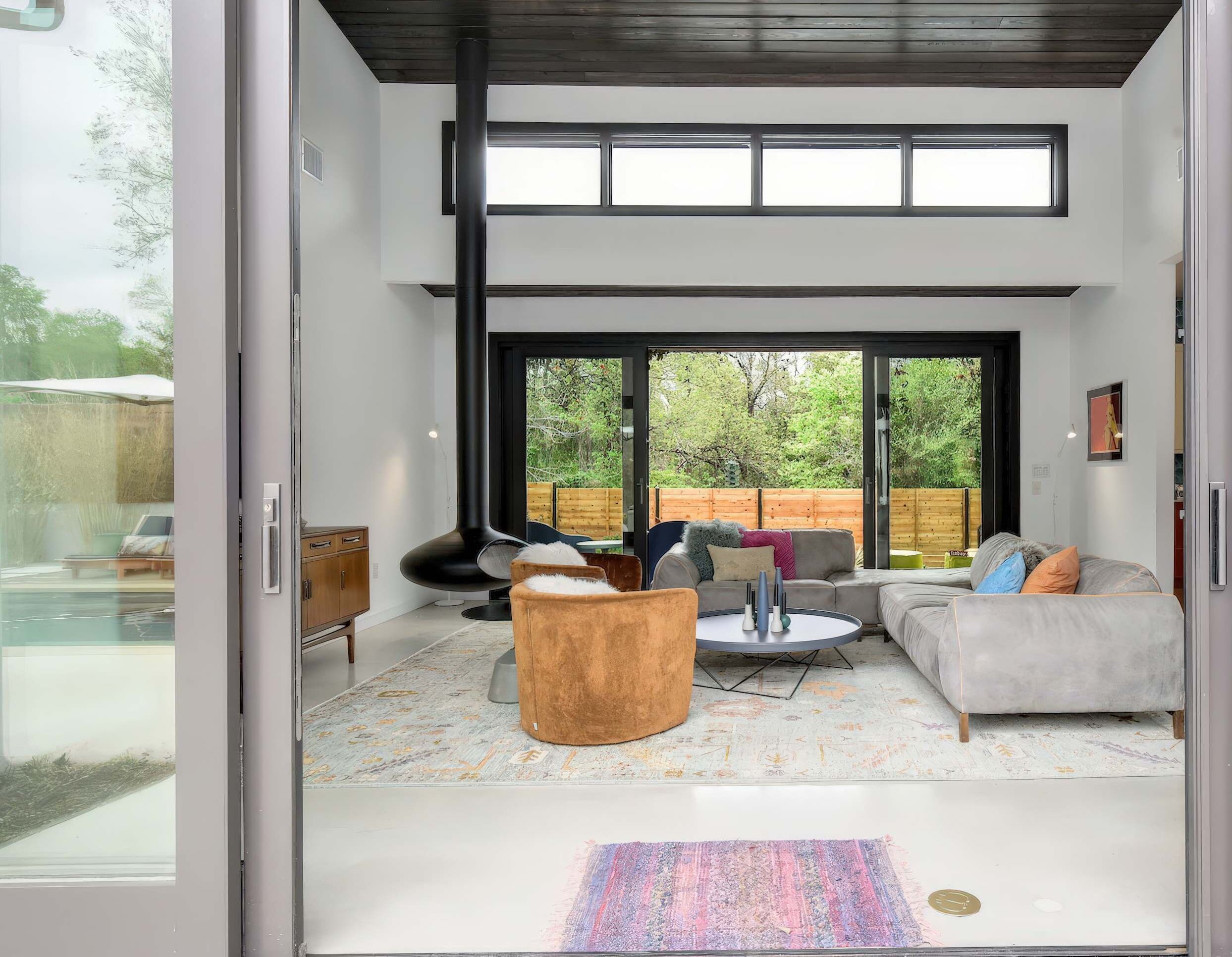 TV, fireplace, foosball, books