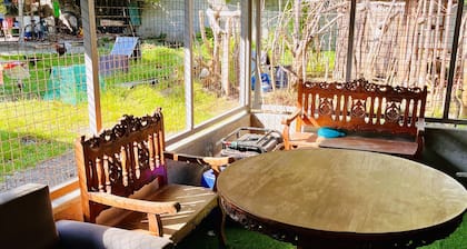 Palm House! 1min from the beach! 5min to White Beach! w/AC