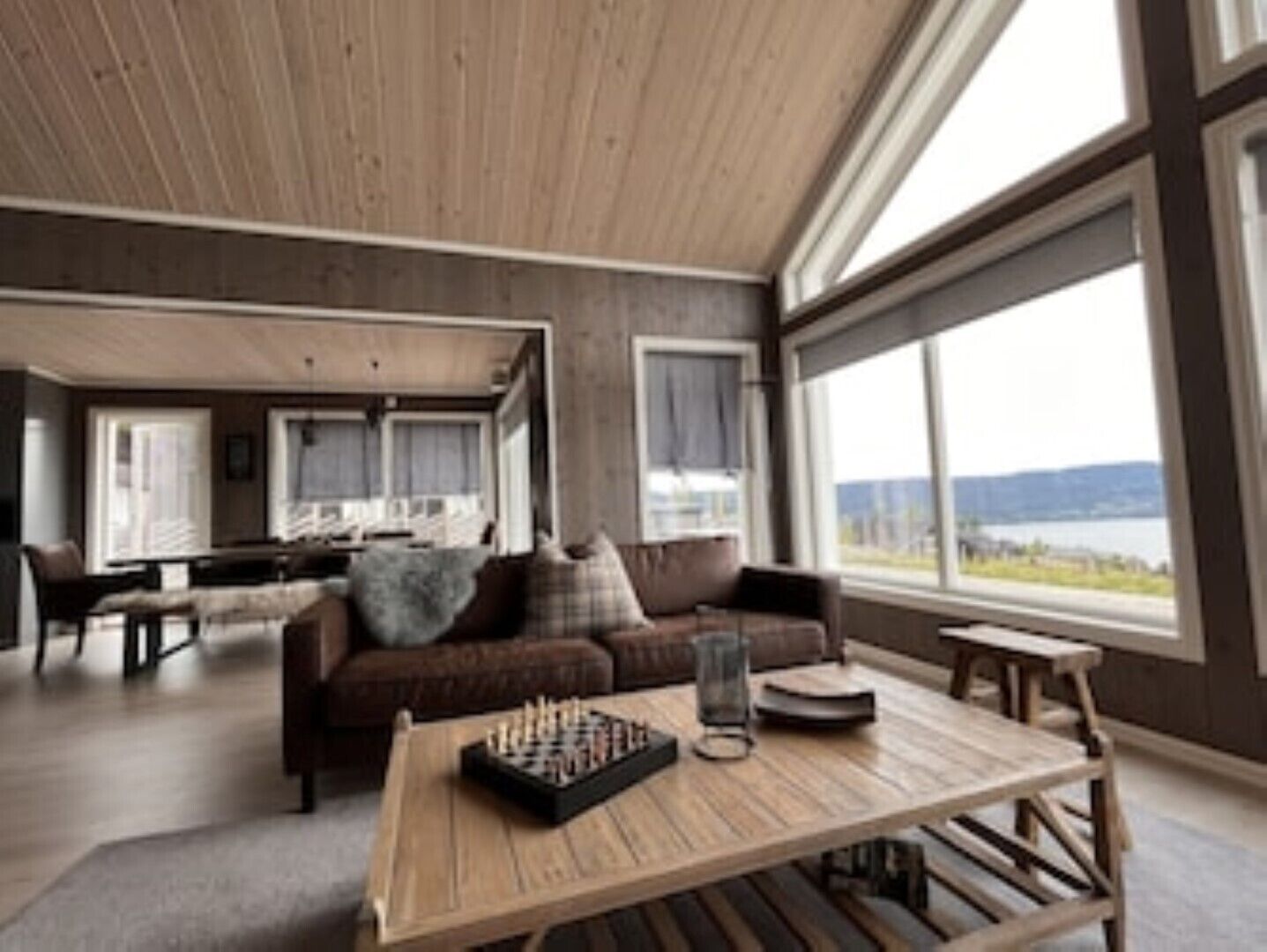 Smart TV, fireplace, books, stereo