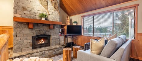 TV, fireplace