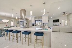 House (3 Bedrooms) | Interior - Screened Lanai w/ TV: Waterfront Cape Coral Home! (Cape Coral)