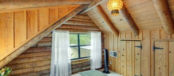 1 Mi to Lake: Log Cabin Retreat w/ Fire Pit