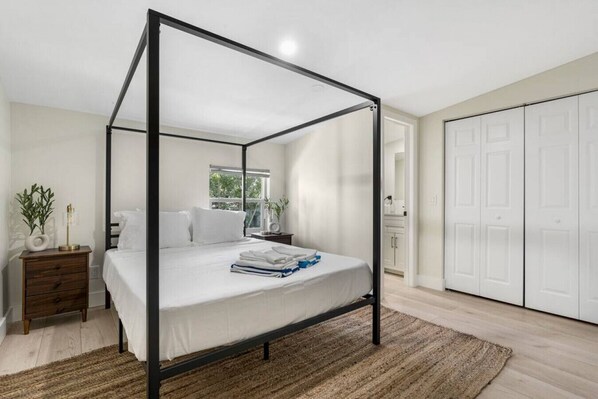 1 bedroom, desk, iron/ironing board, travel crib