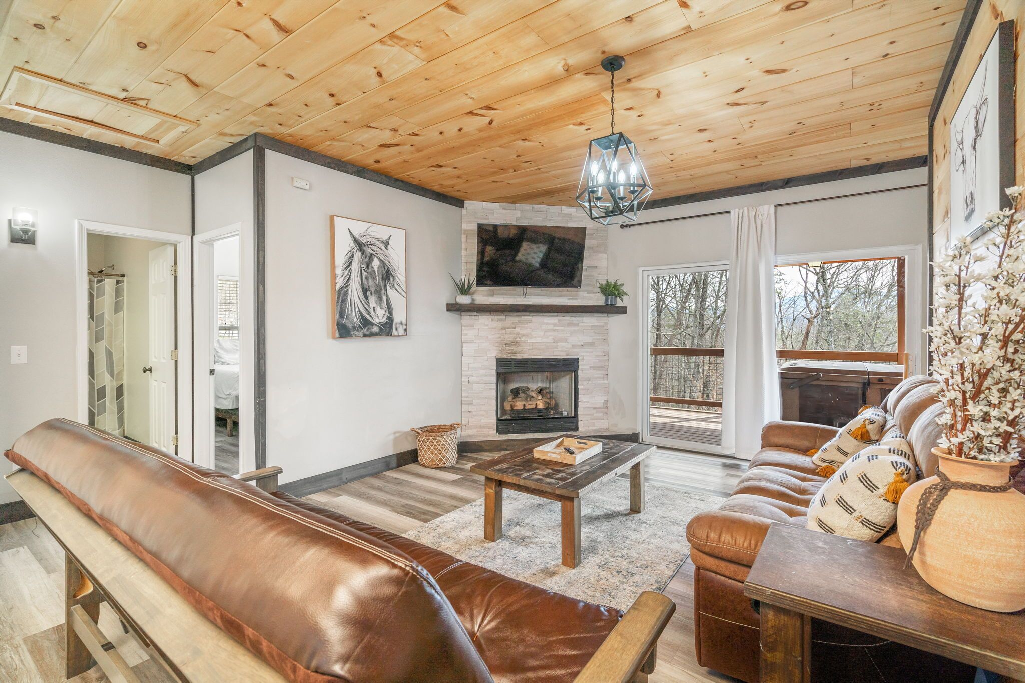 Smart TV, fireplace, video games