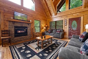 TV, fireplace