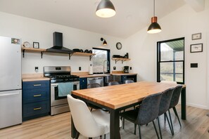 Fridge, microwave, oven, stovetop - Three Trees- ATV Accessible Luxury Retreat (West Branch Township)