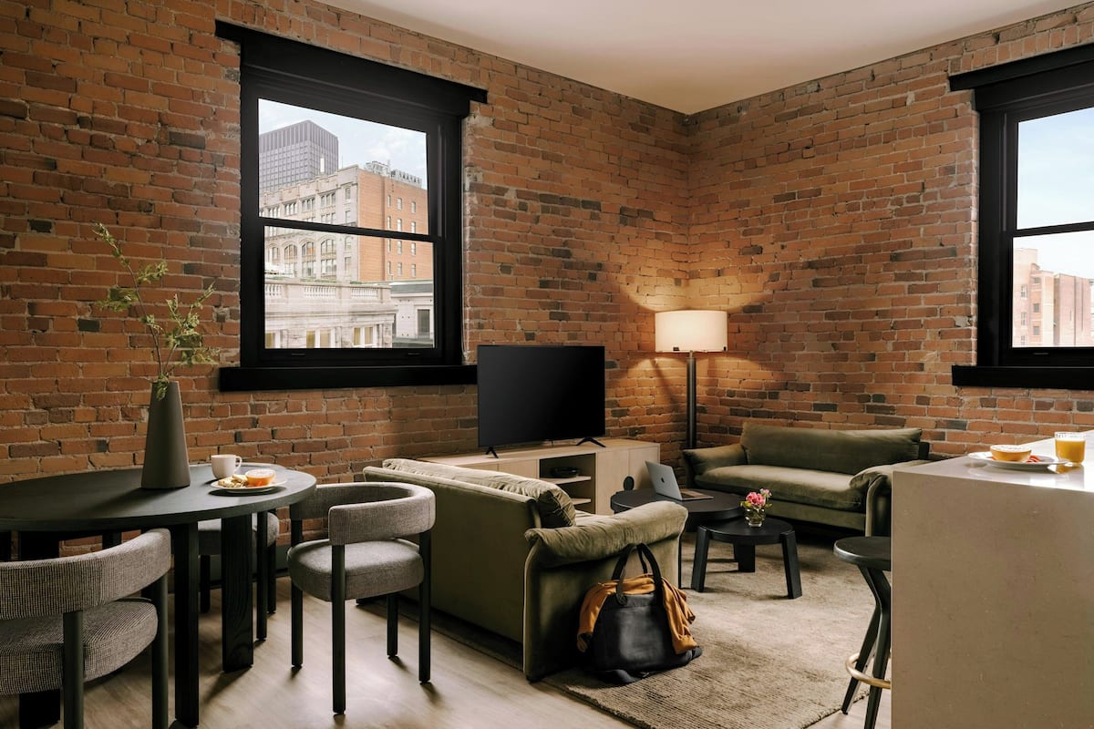 43-inch flat-screen TV with digital channels, streaming services