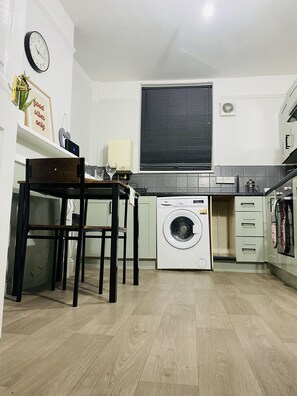 Fridge, microwave, oven, toaster