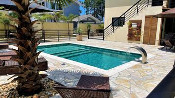 Outdoor pool, pool umbrellas