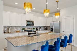 Fridge, microwave, oven, stovetop - Escape to a Themed Bedroom Retreat with PS5, Private Pool & BBQ (DAVENPORT)