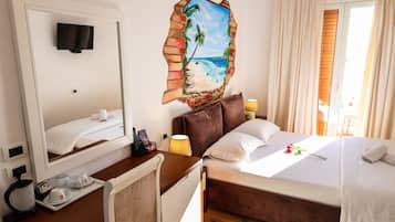 Comfort Double Room, 1 Queen Bed, Beach View | Premium bedding, memory-foam beds, desk, laptop workspace