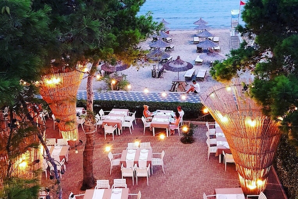 Plage privée, sable blanc, bar de plage