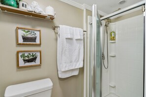 Ducha, secador de pelo, toallas