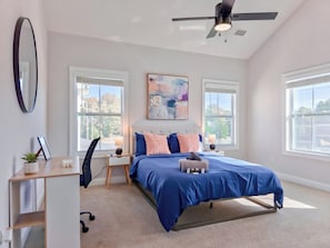 4 bedrooms, desk, iron/ironing board, travel crib