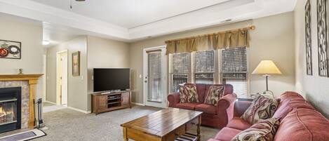 Smart TV, chimenea y reproductor de DVD