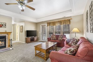 スマートテレビ、暖炉、DVD プレーヤー