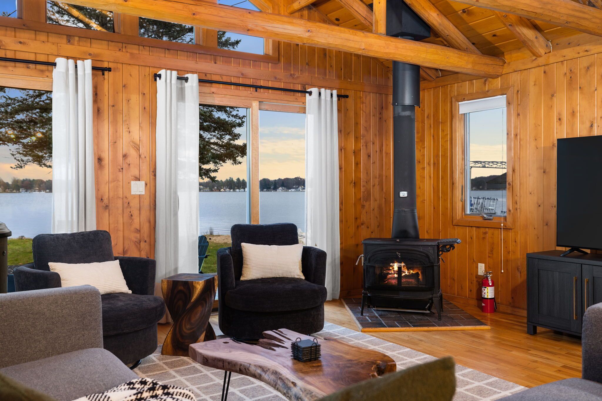 智能电视、壁炉、书