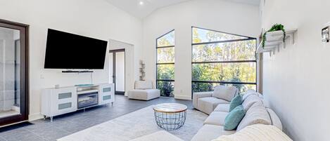 Televisión y chimenea