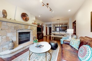 TV, fireplace, DVD player - Ski in/out mountain getaway with pool, hot tub, & balcony - steps to the slopes (Edwards)