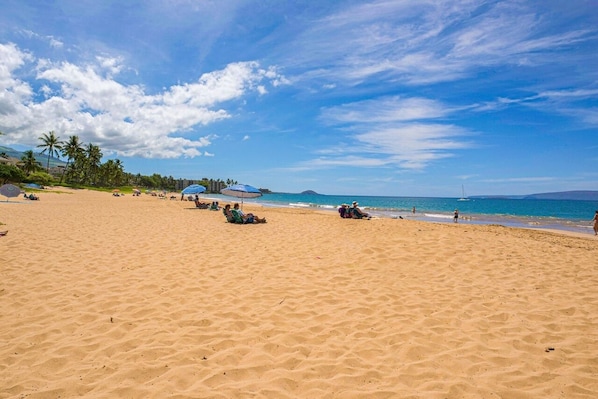 Beach nearby, sun-loungers, beach towels