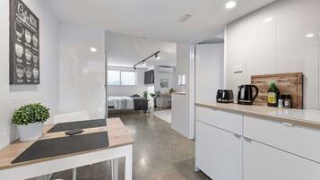 Fridge, microwave, dishwasher, electric kettle