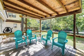 House (2 Bedrooms) | Interior - Deck + Dock Access: Lakefront Grove Cabin! (Grove)