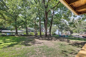 House (2 Bedrooms) | Interior - Deck + Dock Access: Lakefront Grove Cabin! (Grove)