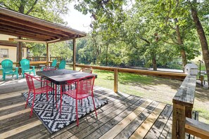 House (2 Bedrooms) | Interior - Deck + Dock Access: Lakefront Grove Cabin! (Grove)