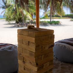 On the beach, white sand, sun-loungers, beach umbrellas