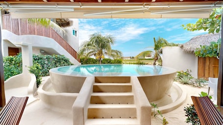 Outdoor pool, open 6:00 AM to 9:00 PM, pool umbrellas, sun loungers