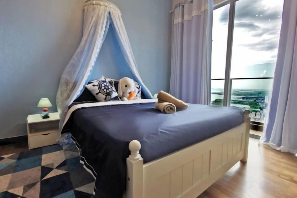 Desk, blackout drapes, soundproofing, iron/ironing board