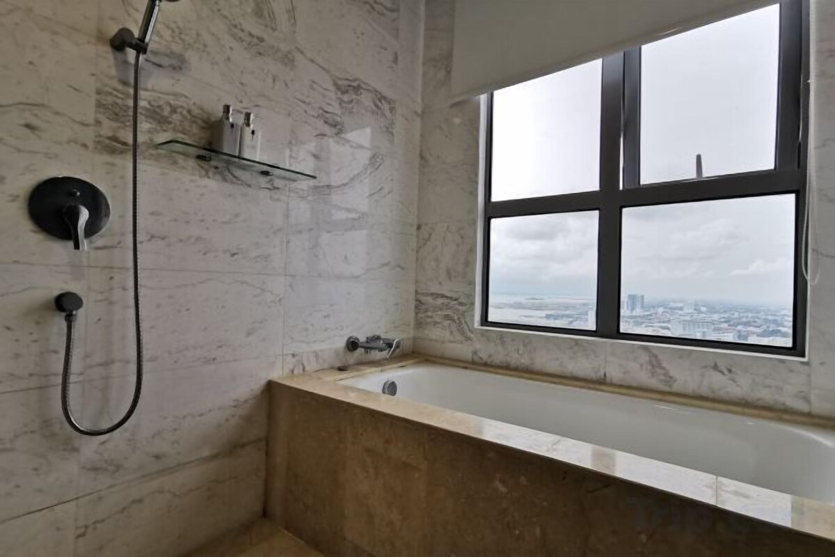 Bathroom | Rainfall showerhead, free toiletries, hair dryer, bathrobes