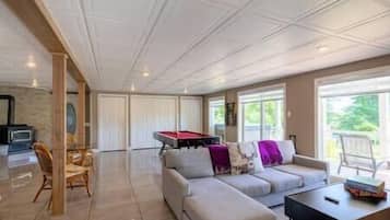 Una televisión, una chimenea