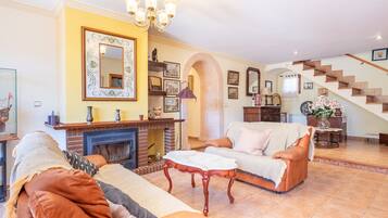 TV, fireplace, table tennis