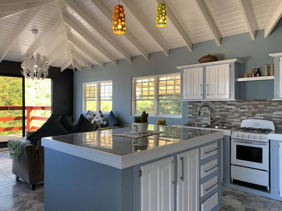 Villa | Private kitchen | Fridge, microwave, oven, stovetop