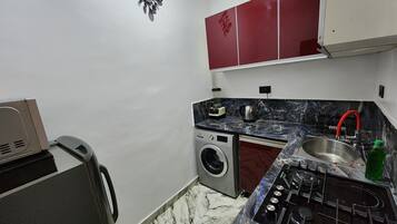 Kühlschrank, Mikrowelle, Herdplatte, Geschirrspüler