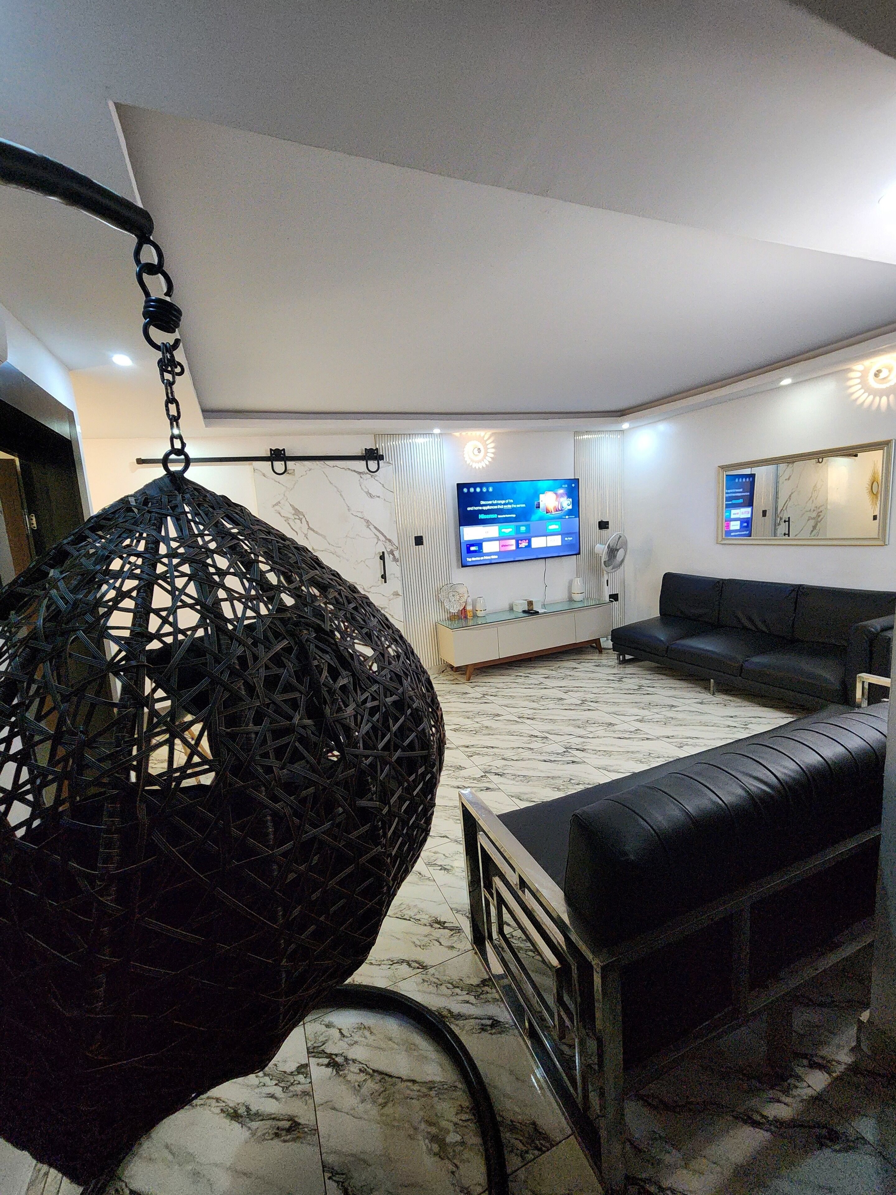 65-inch Smart TV with satellite channels, DVD player